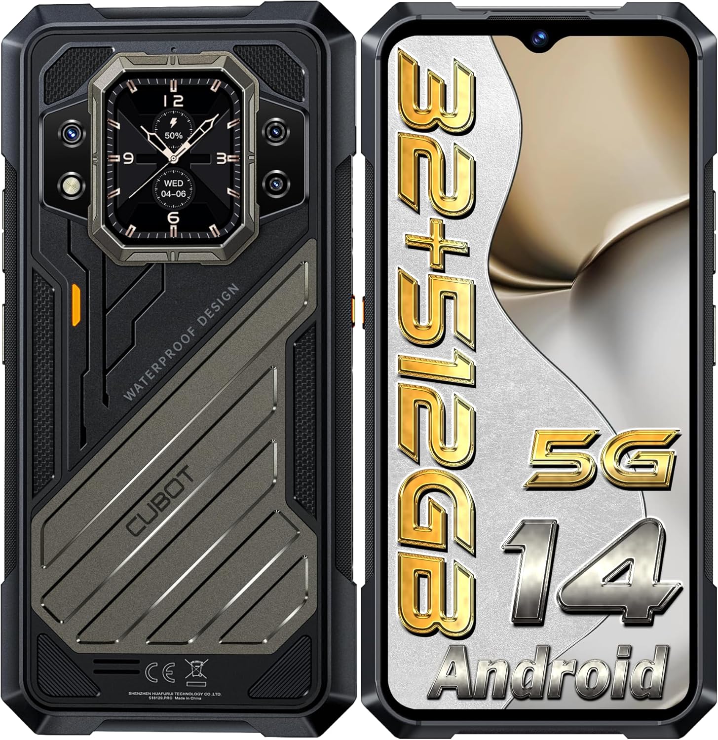 CUBOT KingKong X Rugged Smartphone 5G- 32GB RAM+512GB ROM Cell Phones, 10200mAh Battery, 100MP Camera, 6.58″ FHD+1.85″ Dual Screen, IP68/IP69K Phone Unlocked, 5G Dual SIM Android 14 Phone, NFC/GPS/OTG
