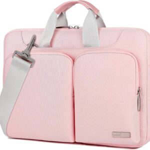 Lacdo 360° Protective Laptop Shoulder Bag, 16 inch Laptop Bag for 16 inch New MacBook Pro M4/M3/M2 /M1 Pro Max A3403 A3186 A2991 A2780 A2485 2024-2019, 15″ Surface Laptop 7th Copilot+PC Computer, Pink