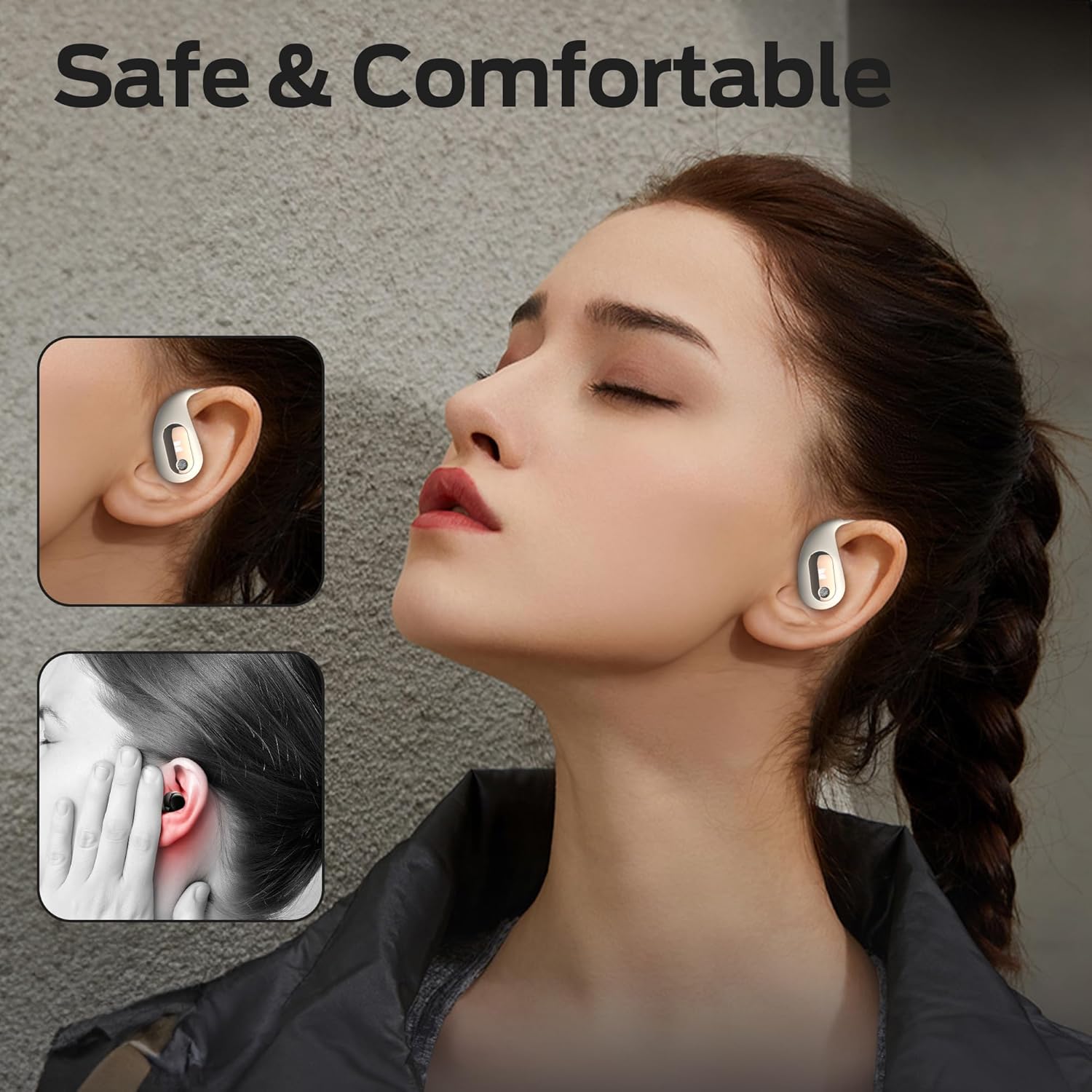 MONSTER Open Ear AC210 Headphones, Bluetooth 5.4 Earphones Stereo Sound, Wireless Headphones 30 Hours Playback, Type-C Charging, IPX5 Waterproof Open Ear Earbuds,White - Image 7