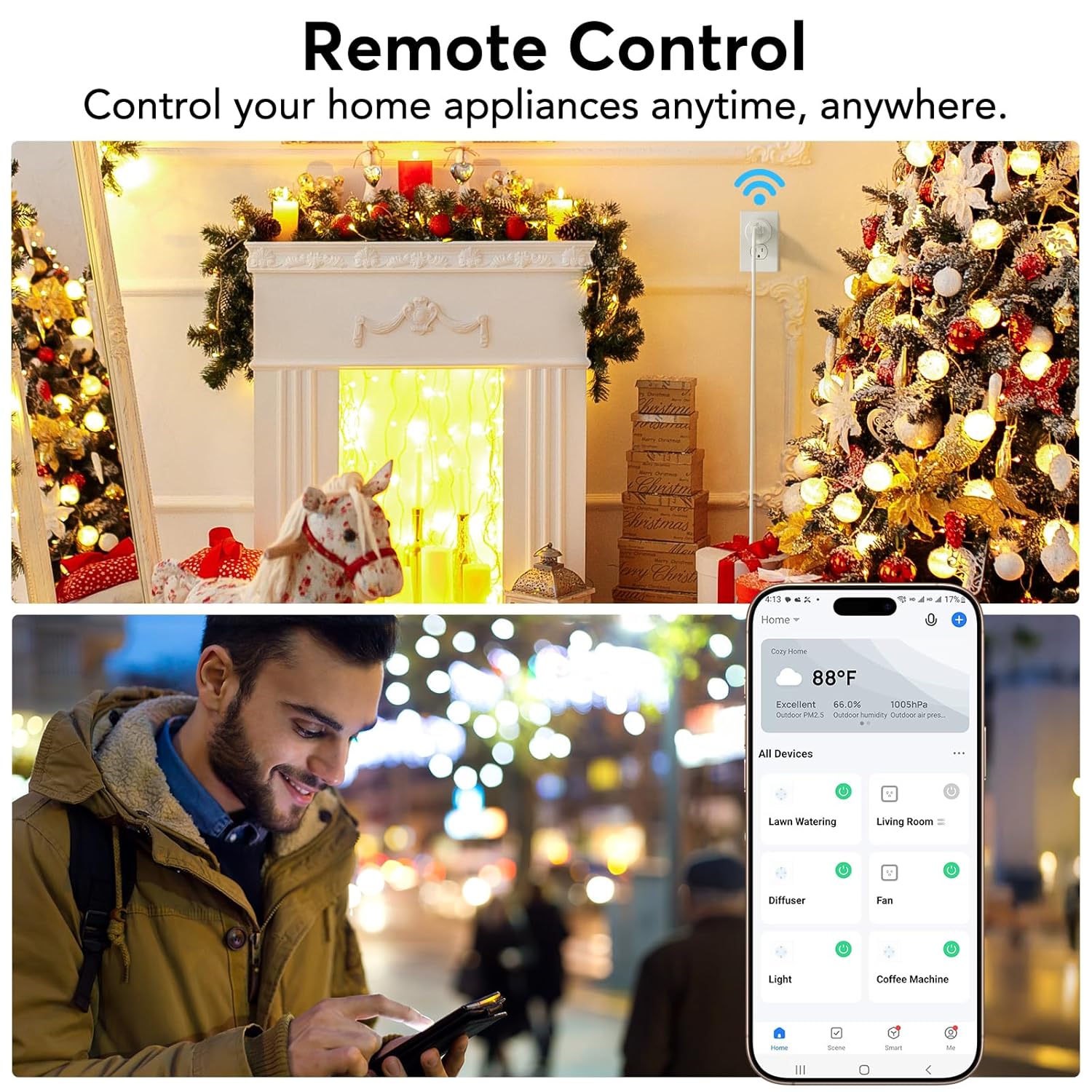 EIGHTREE Smart Plug, Smart Home WiFi Outlet Compatible with Alexa & Google Home, Smart Socket with Remote Control & Timer Function, 2.4GHz WiFi Only - Image 3