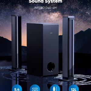 Sound Bar for Smart TV 2.1CH 190W Peak Power Soundbar with Subwoofer Detachable 2-in-1 BT 5.4 Surround Sound System 12L Deep Bass for PC Game with HD-ARC/Opt/USB/AUX Home Theater