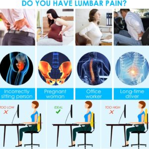 Lumbar Support Pillow for Office Chair Car Back Support Pillow, Memory Foam Gaming Chair Desk Chair Back Cushion for Lower Back Pain Relief, Ergonomic Back Rest with Double Adjustable Straps