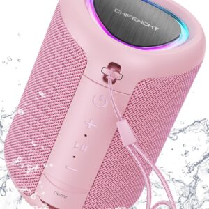 Portable Bluetooth Speaker with Lights, Powerful Crystal Clear Sound,IPX5 Waterproof, All Day Playtime, AUX&TF-Card Input, Bluetooth 5.3, TWS Paring, Small Wireless Speaker for Outdoor, Gift Ideas