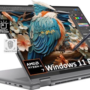 Lenovo Yoga 7 7i 2-in-1 Laptop (16″ FHD+ Touchscreen, AMD Ryzen 7 8840HS (Beat i7-1355U), 16GB RAM, 1TB SSD, IST Precision Pen), AI PC, Backlit, Fingerprint, FHD IR Webcam, Win 11 Pro, Arctic Grey