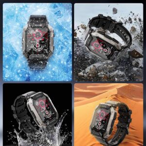 Military Smart Watches for Men IP68 Waterproof for Swimming, with Answer/Make Calls, 80 Days Extra-Long Battery Outdoor Tactical Smart Fitness Watch, Blood Pressure/Heart Rate Smartwatch for Android