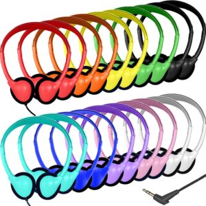 20 Pack Bulk Classroom Headphones for Students Kids School, Wholesale Headphones Class Set with 3.5mm Jack for Chromebook Laptop PC Computer(10 Mixed Colors)