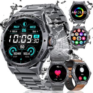 LIGE Military Smart Watch for Men(Dial&Answers),1.43″ Always on Display Smartwatch for Android iOS with 400mAH,120+ Sports Modes,Heart Rate/Blood Pressure Tracker,Multifunction Smart Watch Space Grey