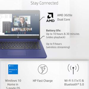 HP 14 Laptop, AMD 3020e, 4 GB RAM, 64 GB eMMC Storage, 14-inch HD Touchscreen, Windows 10 Home in S Mode, Long Battery Life, Microsoft 365, (14-fq0040nr, 2020)