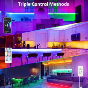 maylit 10 PCS Smart RGB Under Cabinet Lights Kit, Compatible with Alexa and Google Assistant, App and Remote Control, Music Sync Color Changing, Timer, Dimmable, for Cabinet, Counter, Shelf, Bookcase