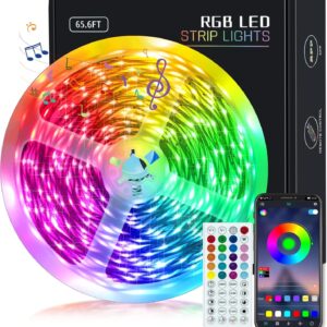 KEELIXIN 65.6ft LED Lights for Bedroom, Music Sync RGB LED Strip Lights with APP & Remote Control, Luces LED para Cuarto, Bluetooth LED Lights for Room, Home Decoration