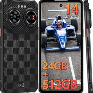 Air3 Rugged Smartphone Unlocked- 24GB+512GB Cell Phone, 6.6” Dynamic Island Display, 100MP+32MP+20MP Camera, 5000mAh(30W) Battery Phones, 4G Dual SIM Android14 Phone, G96/IP68/69K/NFC/GPS