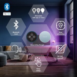 Sylvania Smart Light Bulb, Bluetooth Mesh LED Bulb, Compatible with Alexa & Google Home, A19, 60W Equivalent, E26, RGBW Full Color & Adjustable White – 4 PK [2022 Model]