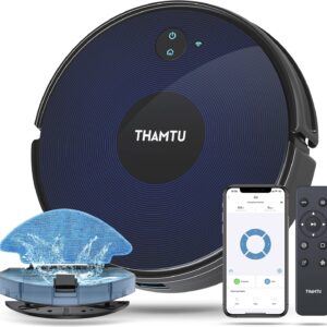 Robot Vacuum and Mop Combo, 100Min Runtime, APP&Voice Control, Ultra-Thin, Tangle-Free, Self-Charging Robotic Vacuum Cleaner, Good for Pet Hair, Hard Floor and Medium-Pile Carpet